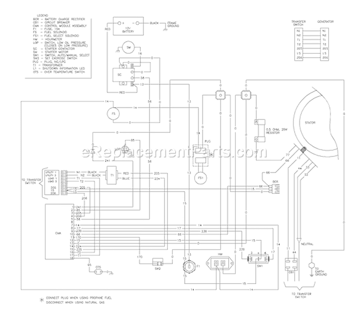 Page J Diagram and Parts List for 1535-1  Briggs and Stratton Generator